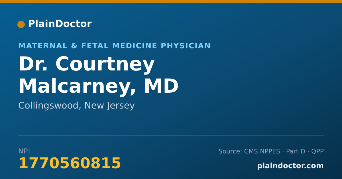 Shareable card for Courtney Malcarney, MD - Maternal & Fetal Medicine Physician, Collingswood, NJ
