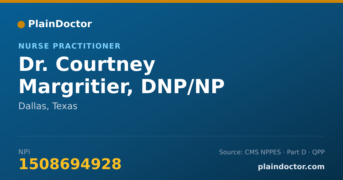 Shareable card for Courtney Margritier, DNP/NP - Nurse Practitioner, Dallas, TX
