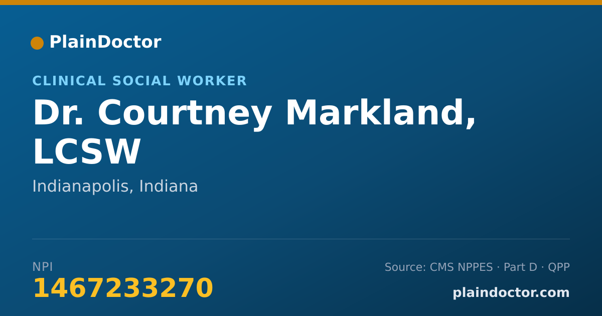 Shareable card for Courtney Markland, LCSW - Clinical Social Worker, Indianapolis, IN