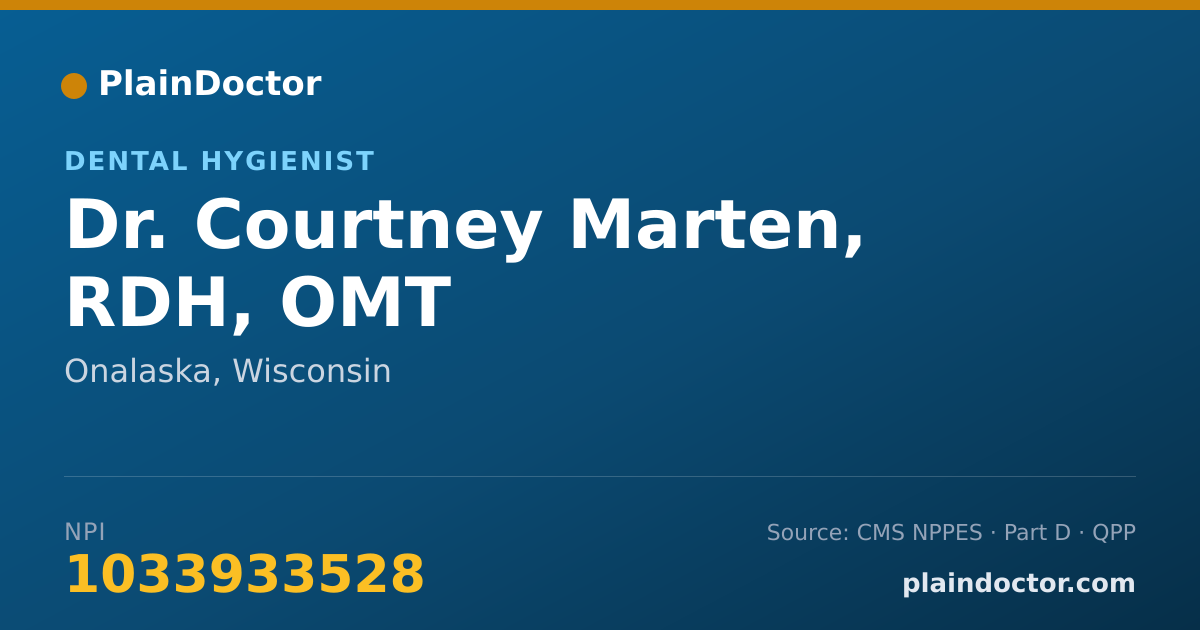 Shareable card for Courtney Marten, RDH, OMT - Dental Hygienist, Onalaska, WI
