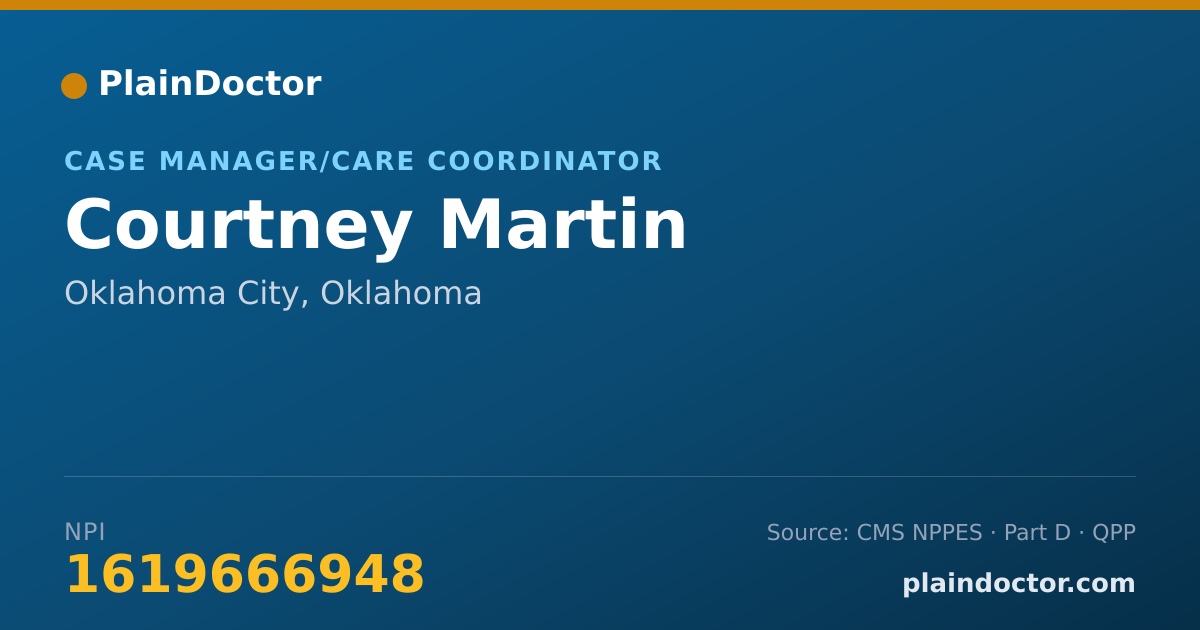 Shareable card for Courtney Martin - Case Manager/Care Coordinator, Oklahoma City, OK