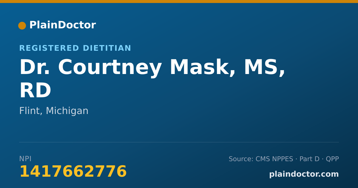 Shareable card for Courtney Mask, MS, RD - Registered Dietitian, Flint, MI