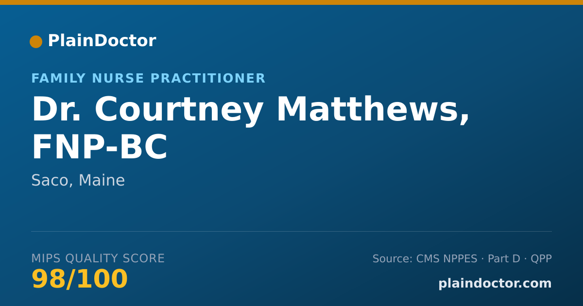 Shareable card for Courtney Matthews, FNP-BC - Family Nurse Practitioner, Saco, ME