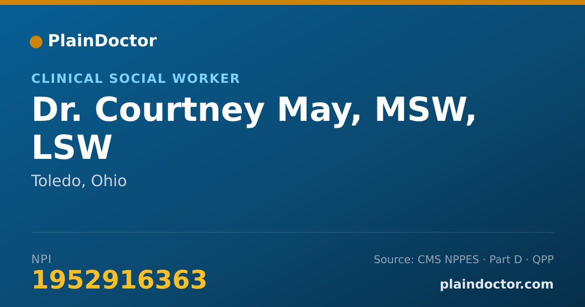 Shareable card for Courtney May, MSW, LSW - Clinical Social Worker, Toledo, OH