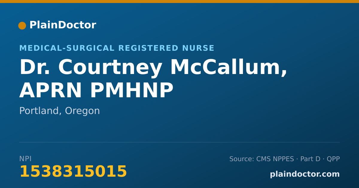 Shareable card for Courtney McCallum, APRN PMHNP - Medical-Surgical Registered Nurse, Portland, OR
