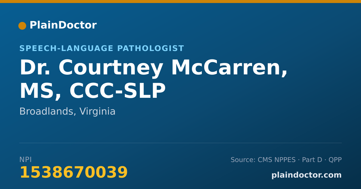 Shareable card for Courtney McCarren, MS, CCC-SLP - Speech-Language Pathologist, Broadlands, VA