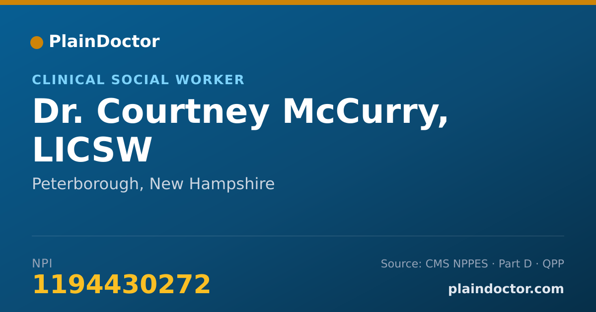 Shareable card for Courtney McCurry, LICSW - Clinical Social Worker, Peterborough, NH