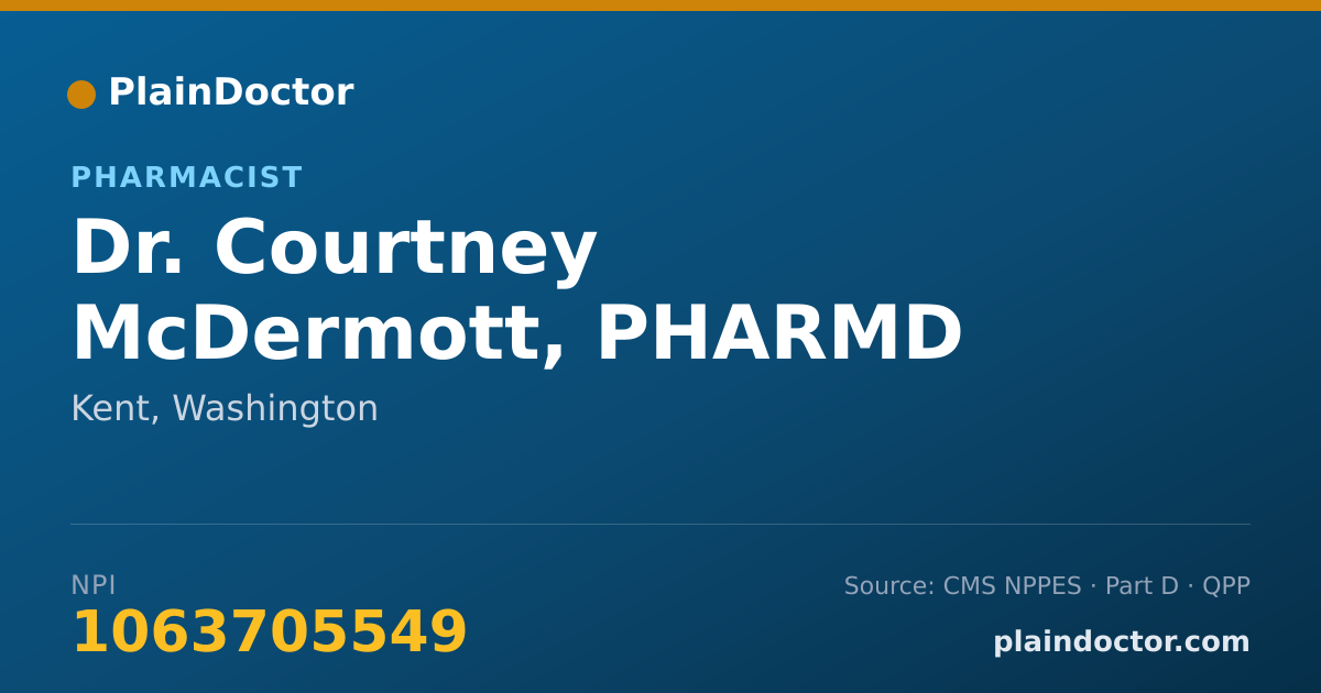 Shareable card for Courtney McDermott, PHARMD - Pharmacist, Kent, WA