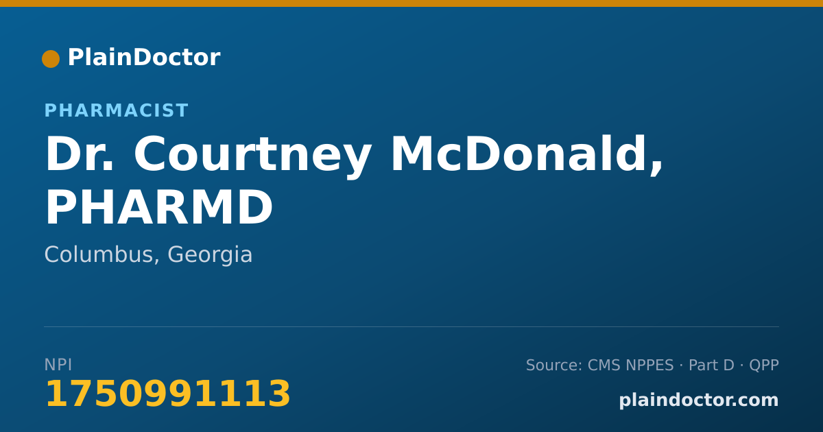 Shareable card for Courtney McDonald, PHARMD - Pharmacist, Columbus, GA
