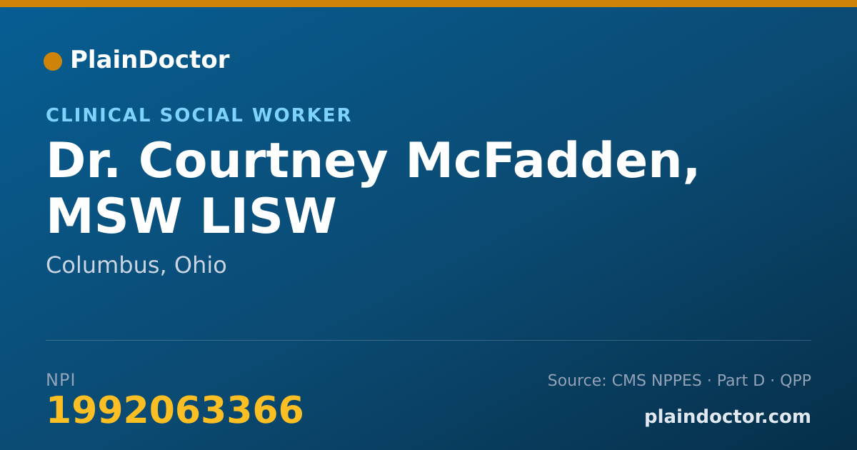 Shareable card for Courtney McFadden, MSW LISW - Clinical Social Worker, Columbus, OH