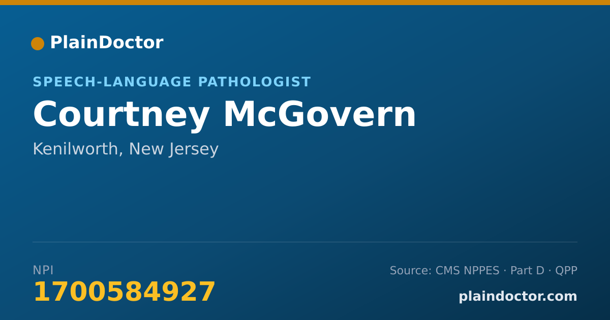Shareable card for Courtney McGovern - Speech-Language Pathologist, Kenilworth, NJ