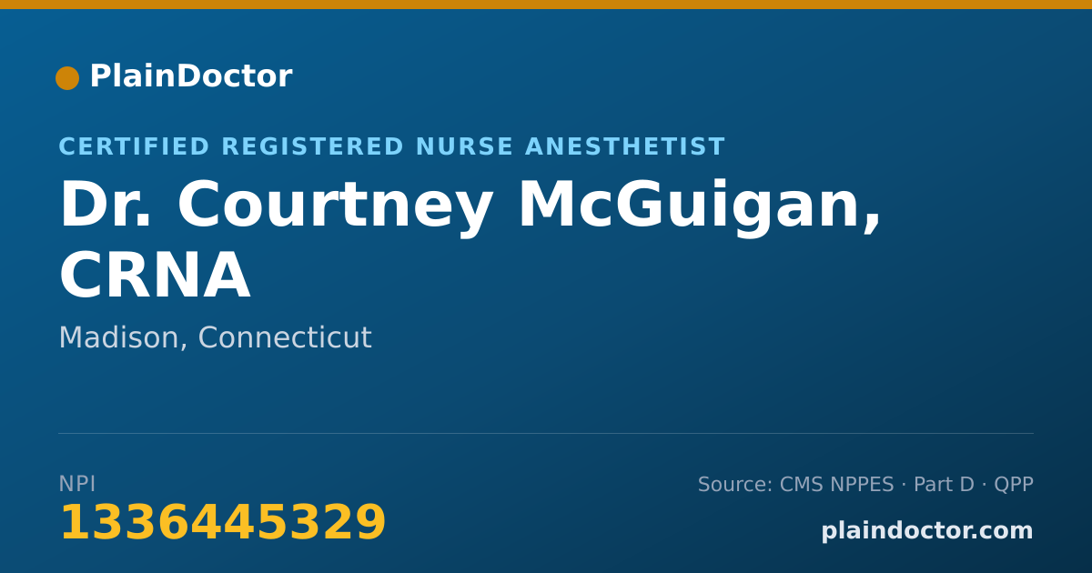 Shareable card for Courtney McGuigan, CRNA - Certified Registered Nurse Anesthetist, Madison, CT