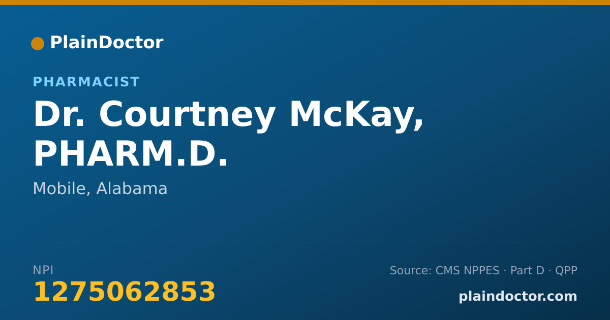 Shareable card for Courtney McKay, PHARM.D. - Pharmacist, Mobile, AL