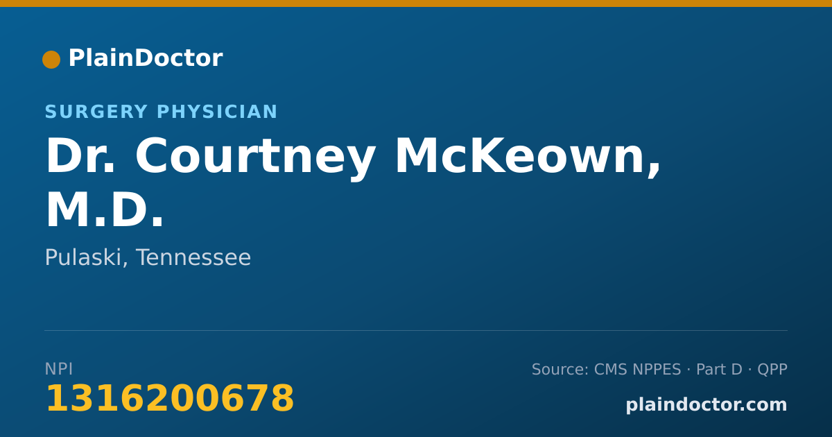Shareable card for Courtney McKeown, M.D. - Surgery Physician, Pulaski, TN