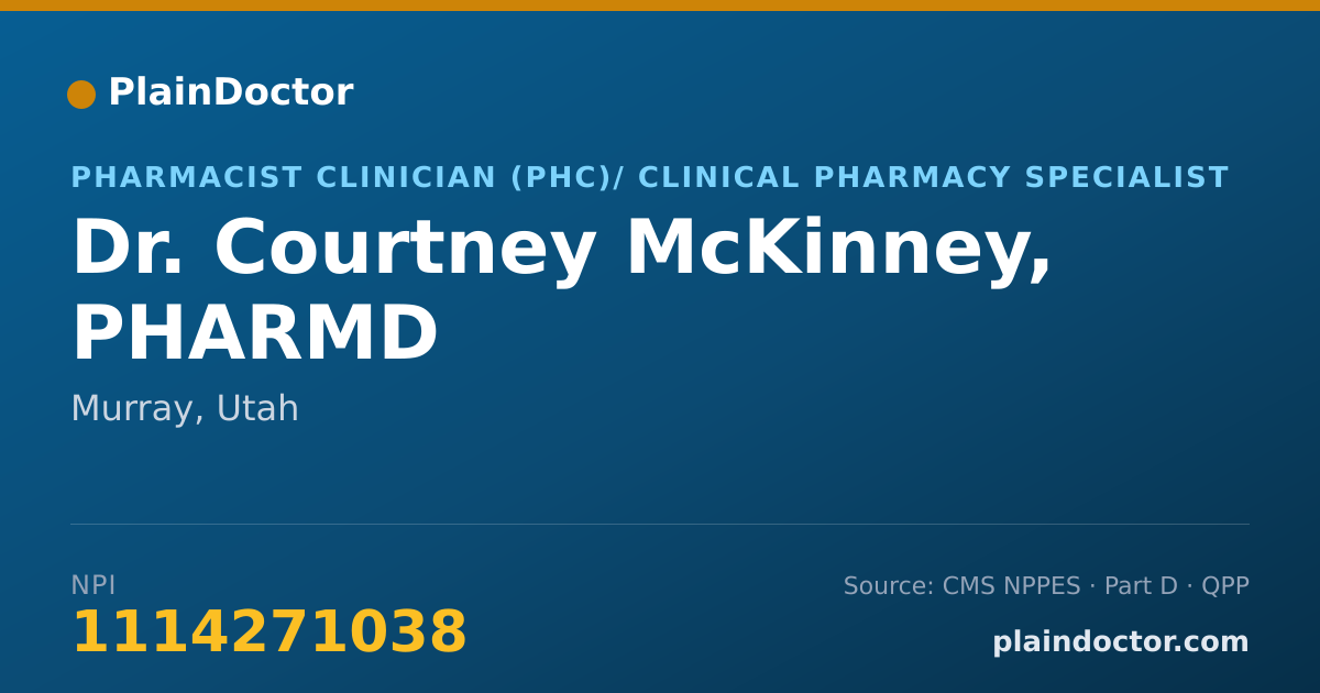 Shareable card for Courtney McKinney, PHARMD - Pharmacist Clinician (PhC)/ Clinical Pharmacy Specialist, Murray, UT