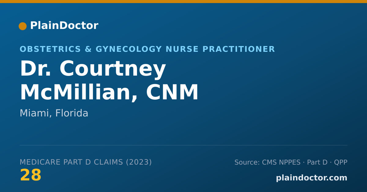 Shareable card for Courtney McMillian, CNM - Obstetrics & Gynecology Nurse Practitioner, Miami, FL