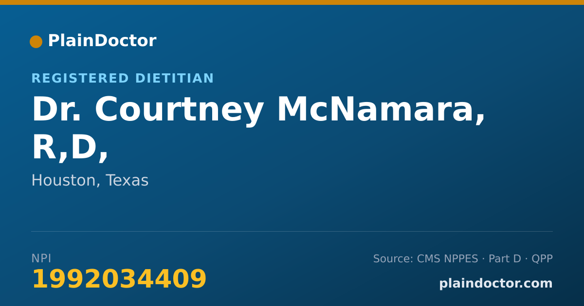 Shareable card for Courtney McNamara, R,D, - Registered Dietitian, Houston, TX