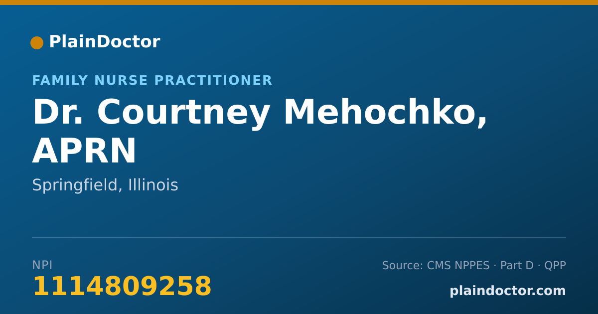 Shareable card for Courtney Mehochko, APRN - Family Nurse Practitioner, Springfield, IL