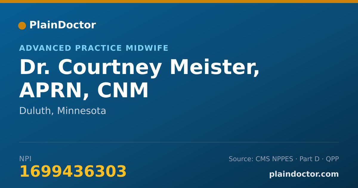 Shareable card for Courtney Meister, APRN, CNM - Advanced Practice Midwife, Duluth, MN