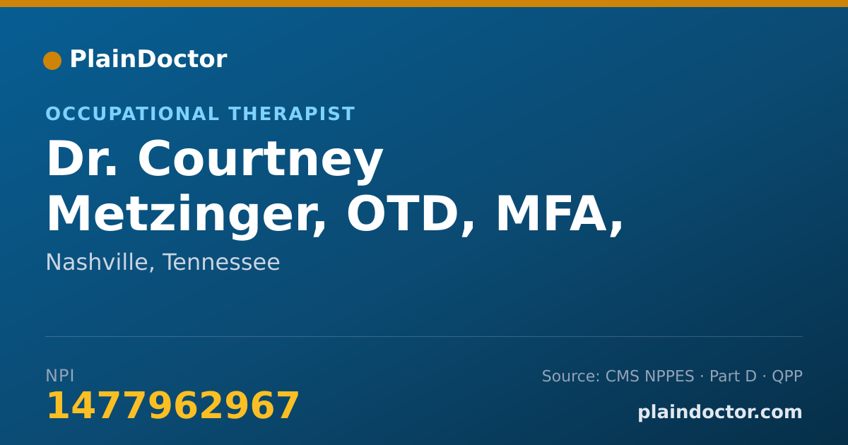 Shareable card for Courtney Metzinger, OTD, MFA, OTR/L - Occupational Therapist, Nashville, TN
