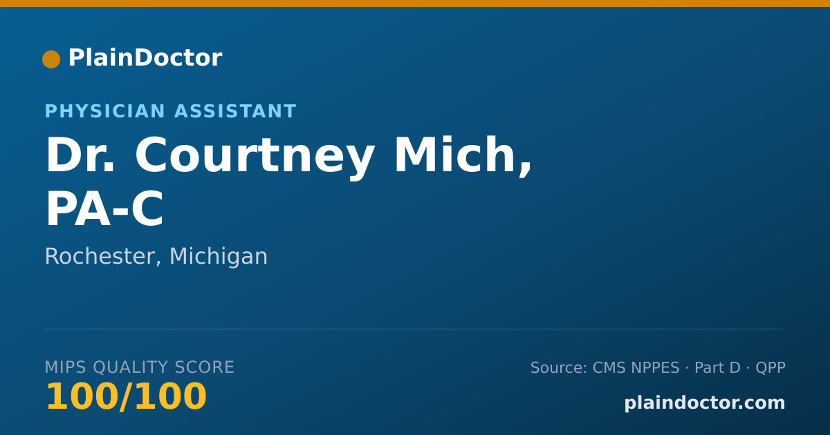 Shareable card for Courtney Mich, PA-C - Physician Assistant, Rochester, MI