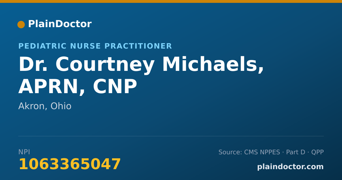 Shareable card for Courtney Michaels, APRN, CNP - Pediatric Nurse Practitioner, Akron, OH