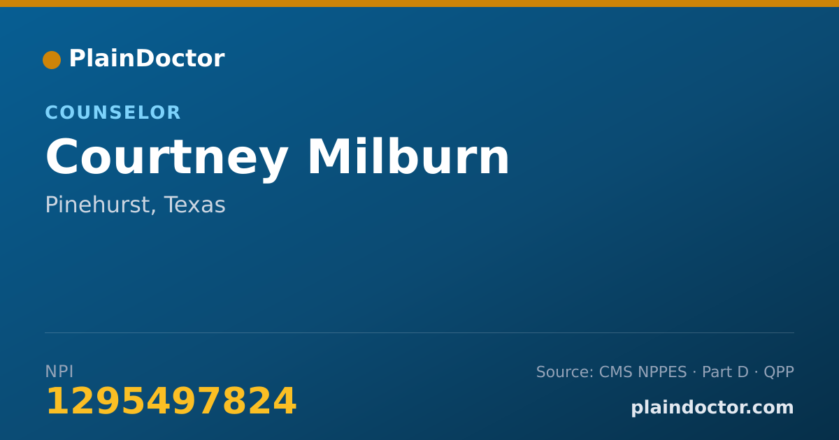 Shareable card for Courtney Milburn - Counselor, Pinehurst, TX