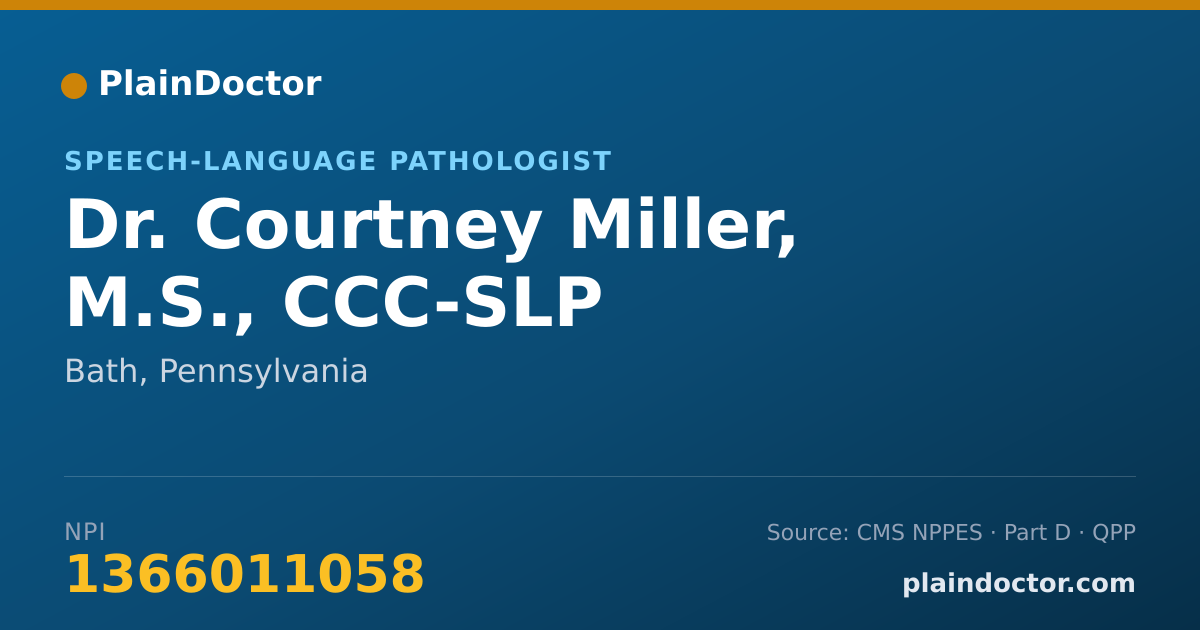 Shareable card for Courtney Miller, M.S., CCC-SLP - Speech-Language Pathologist, Bath, PA