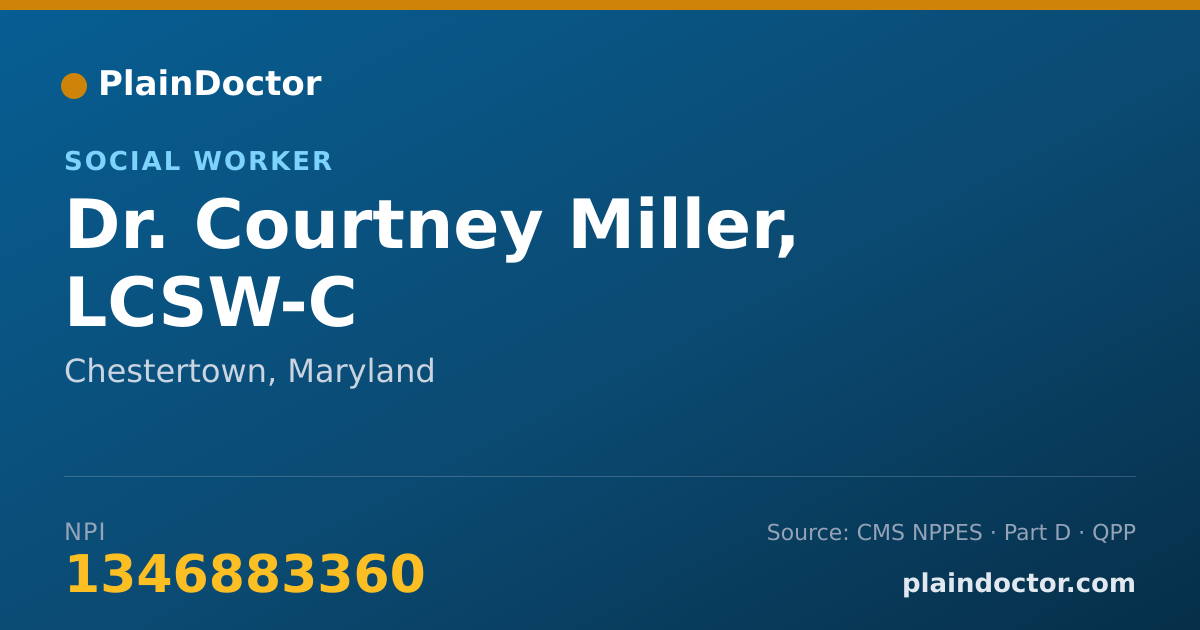 Shareable card for Courtney Miller, LCSW-C - Social Worker, Chestertown, MD
