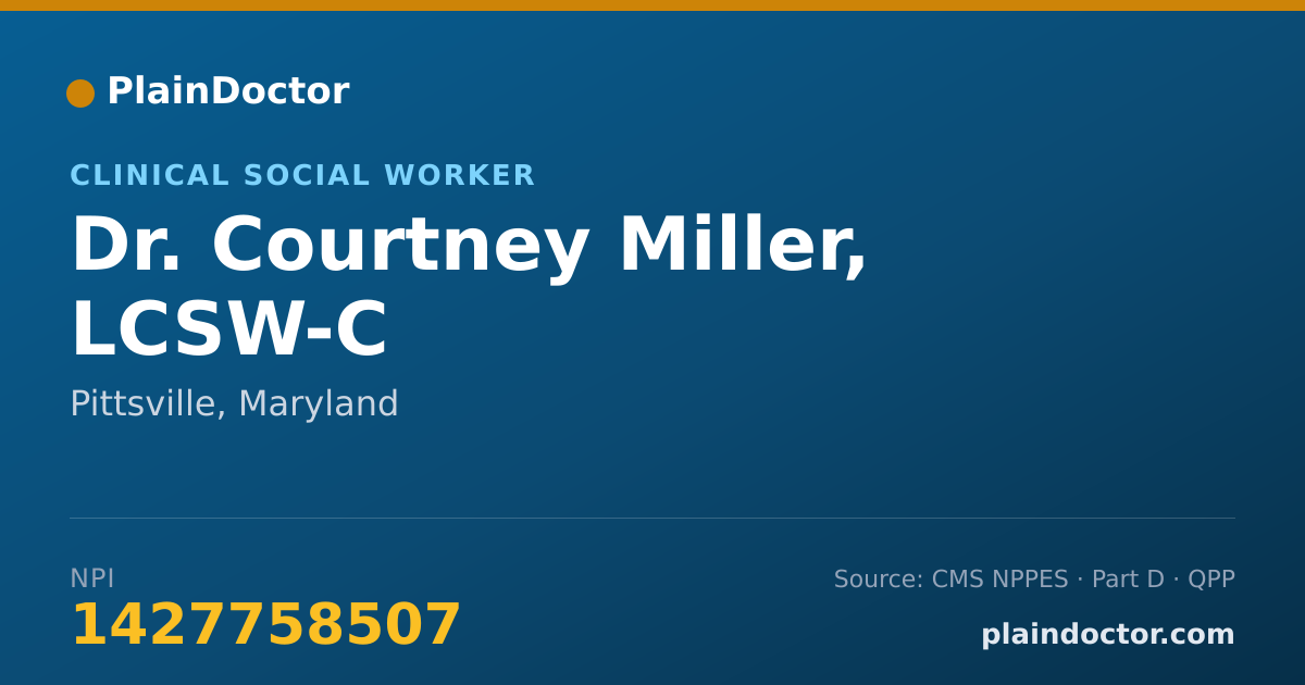 Shareable card for Courtney Miller, LCSW-C - Clinical Social Worker, Pittsville, MD