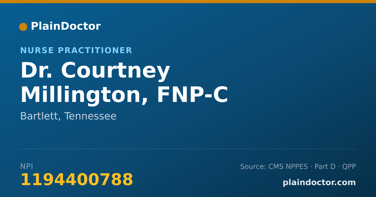 Shareable card for Courtney Millington, FNP-C - Nurse Practitioner, Bartlett, TN