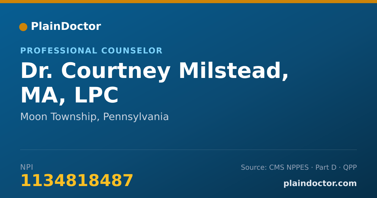 Shareable card for Courtney Milstead, MA, LPC - Professional Counselor, Moon Township, PA