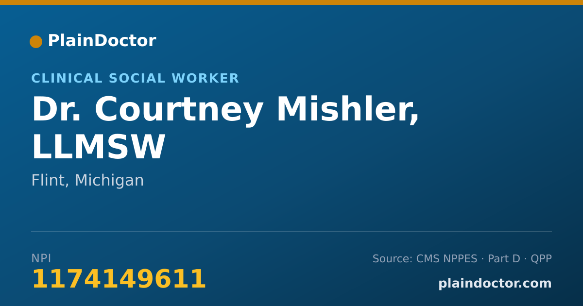Shareable card for Courtney Mishler, LLMSW - Clinical Social Worker, Flint, MI