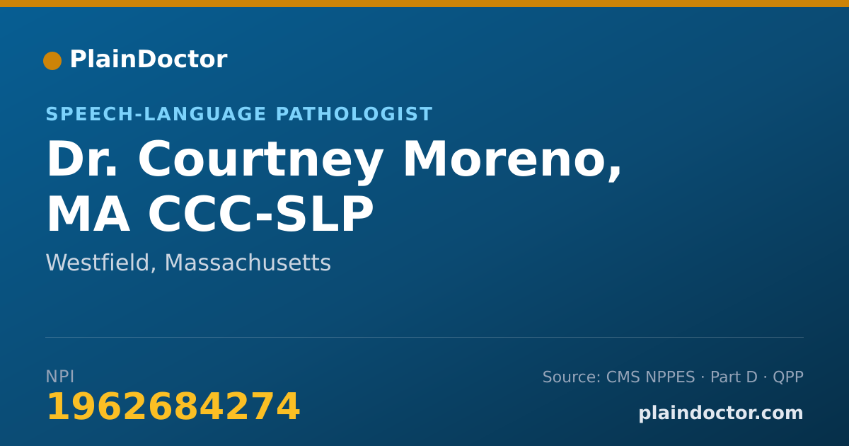 Shareable card for Courtney Moreno, MA CCC-SLP - Speech-Language Pathologist, Westfield, MA