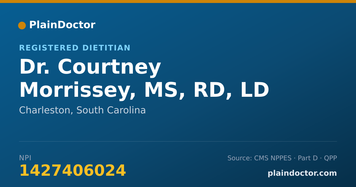 Shareable card for Courtney Morrissey, MS, RD, LD - Registered Dietitian, Charleston, SC