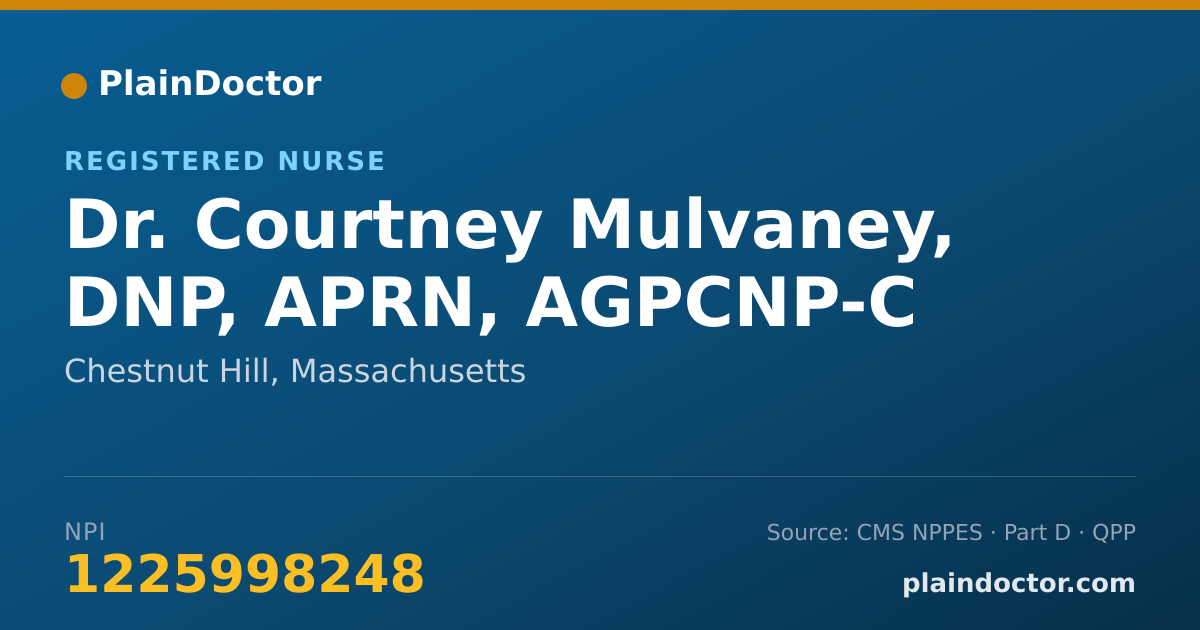 Shareable card for Courtney Mulvaney, DNP, APRN, AGPCNP-C - Registered Nurse, Chestnut Hill, MA