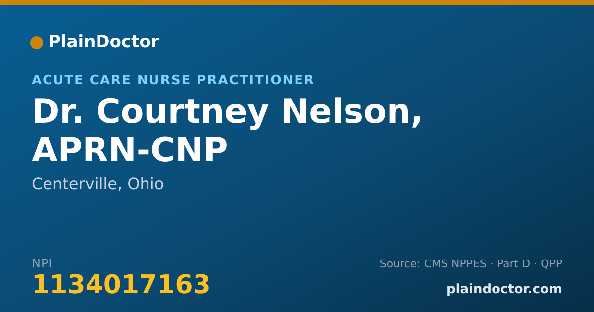 Shareable card for Courtney Nelson, APRN-CNP - Acute Care Nurse Practitioner, Centerville, OH