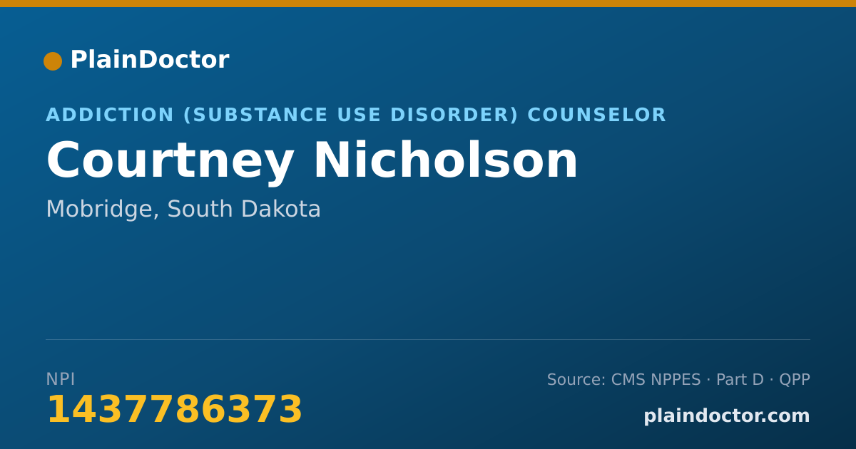 Shareable card for Courtney Nicholson - Addiction (Substance Use Disorder) Counselor, Mobridge, SD