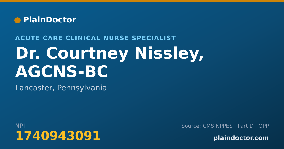 Shareable card for Courtney Nissley, AGCNS-BC - Acute Care Clinical Nurse Specialist, Lancaster, PA