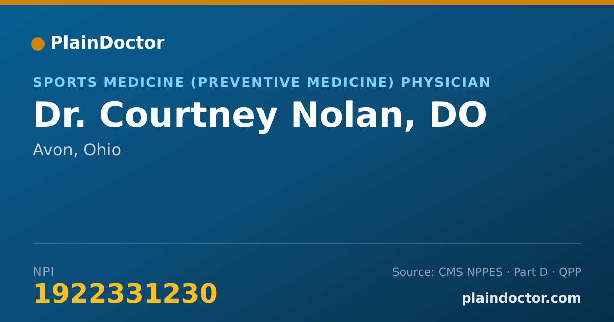 Shareable card for Courtney Nolan, DO - Sports Medicine (Preventive Medicine) Physician, Avon, OH