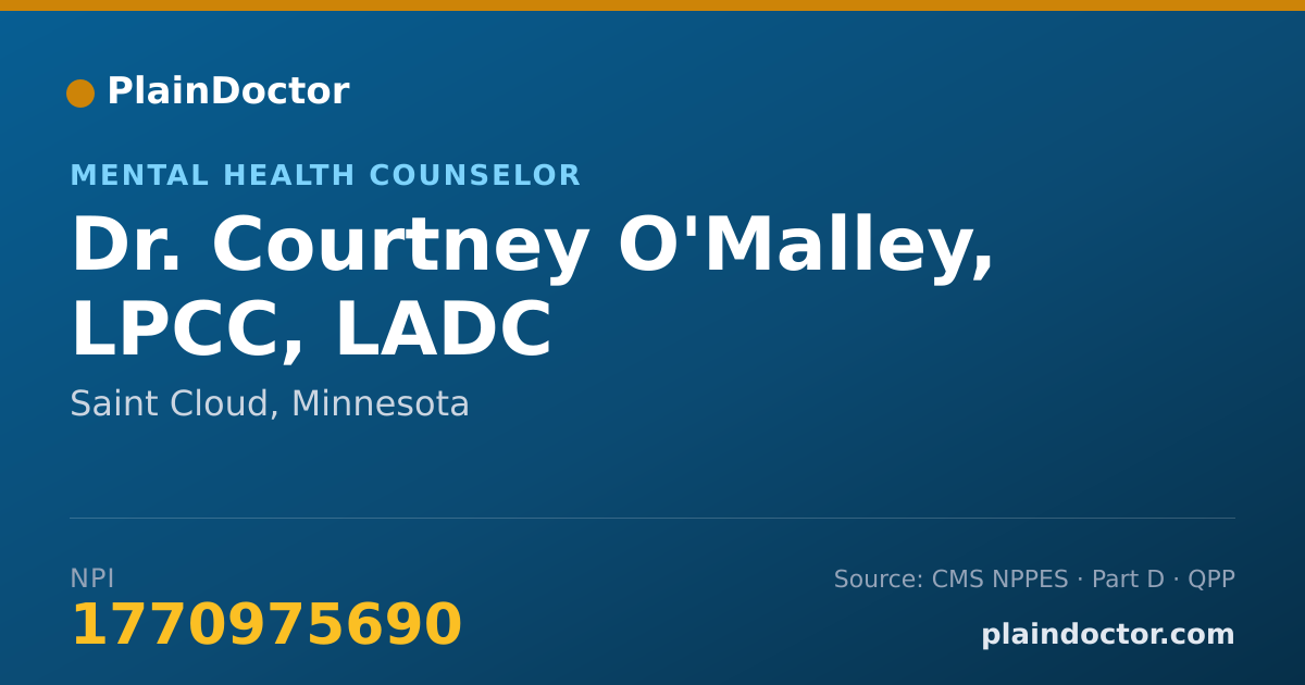 Shareable card for Courtney O'Malley, LPCC, LADC - Mental Health Counselor, Saint Cloud, MN