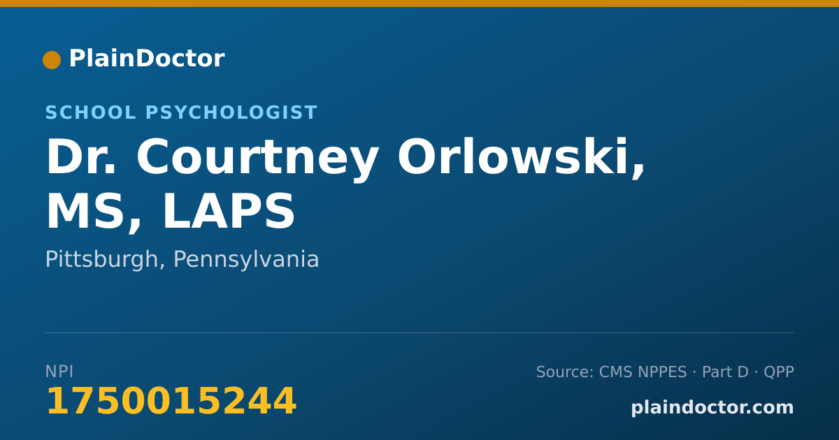 Shareable card for Courtney Orlowski, MS, LAPS - School Psychologist, Pittsburgh, PA
