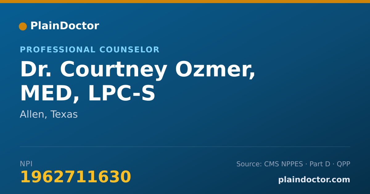 Shareable card for Courtney Ozmer, MED, LPC-S - Professional Counselor, Allen, TX