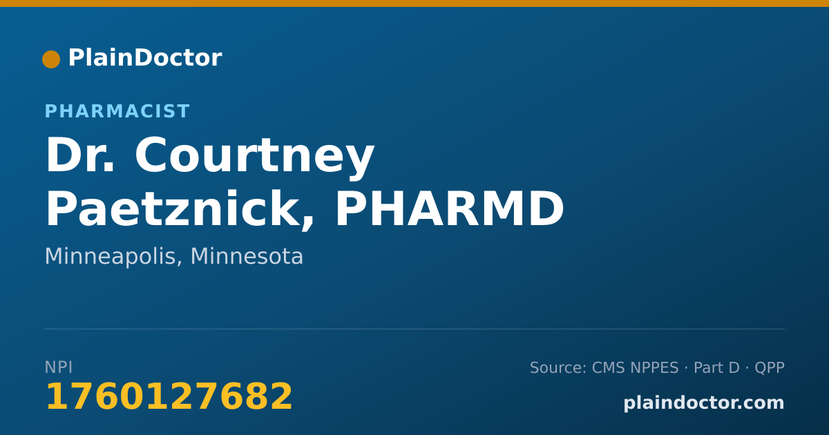 Shareable card for Courtney Paetznick, PHARMD - Pharmacist, Minneapolis, MN
