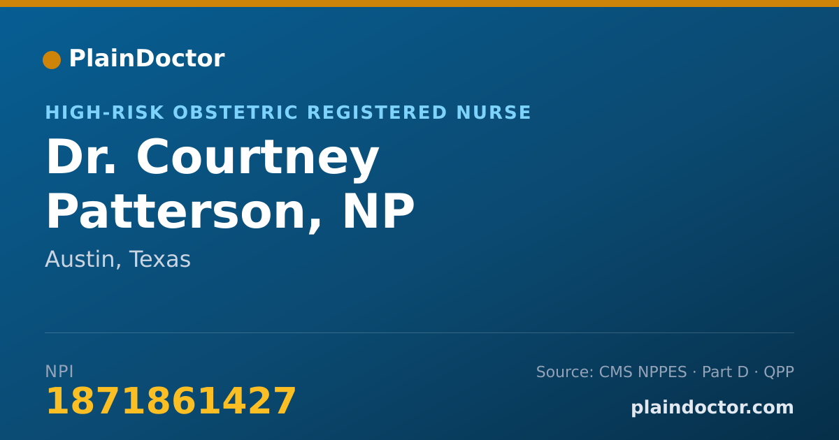 Shareable card for Courtney Patterson, NP - High-Risk Obstetric Registered Nurse, Austin, TX