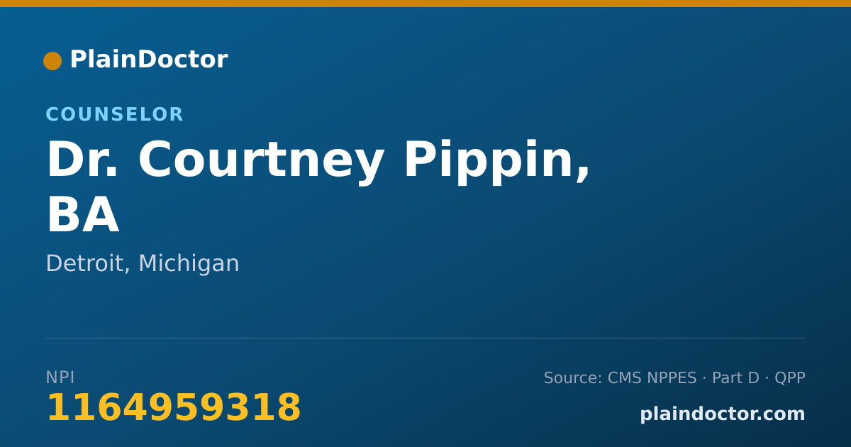 Shareable card for Courtney Pippin, BA - Counselor, Detroit, MI