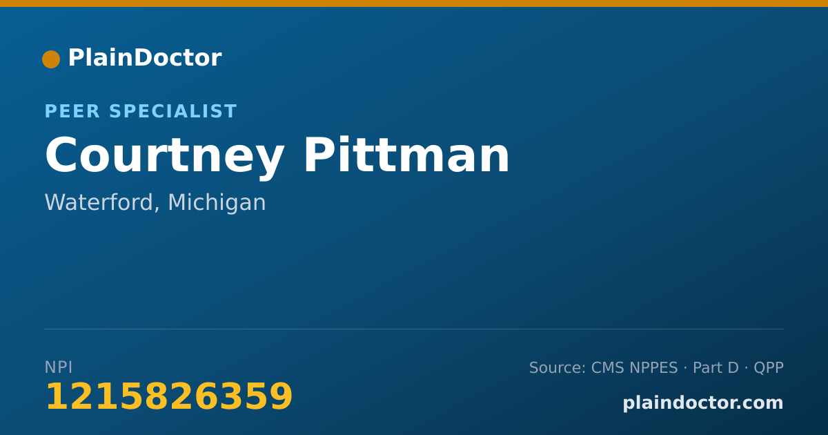 Shareable card for Courtney Pittman - Peer Specialist, Waterford, MI