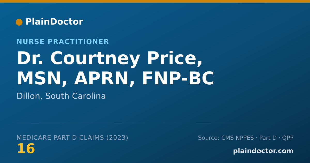 Shareable card for Courtney Price, MSN, APRN, FNP-BC - Nurse Practitioner, Dillon, SC