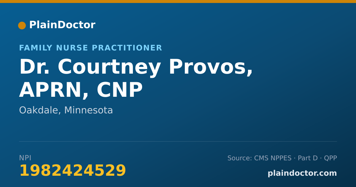 Shareable card for Courtney Provos, APRN, CNP - Family Nurse Practitioner, Oakdale, MN