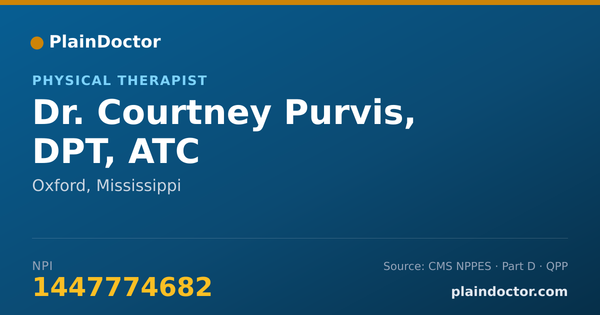 Shareable card for Courtney Purvis, DPT, ATC - Physical Therapist, Oxford, MS